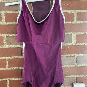 Mariia Purple Gray Open Back Leotard